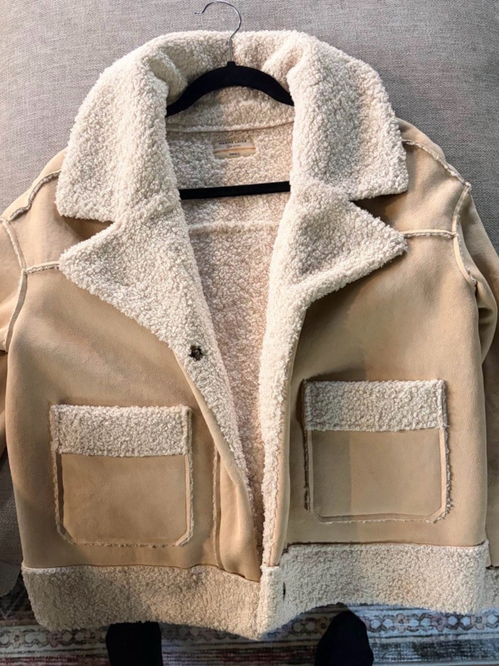 Marine Layer Tan and Cream Teddy Jacket